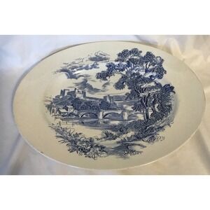 Vintage Enoch Wedgwood Blue Countryside 9 1/2" x 12" Serving Platter England